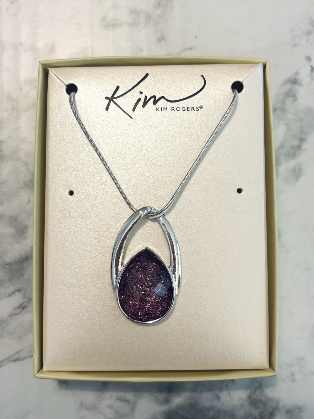 NWT Kim Rogers Purple and Silver Tone Necklace in Original Box
